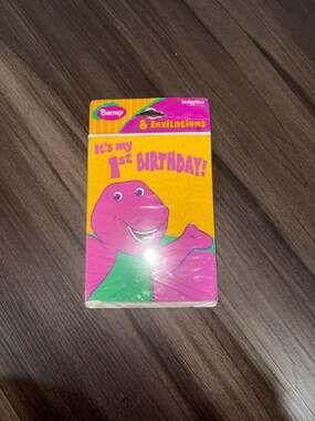 new in package 2003 barney 1st birthday invitations